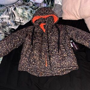 Leopard Print Women's Jacket with Orange Accents